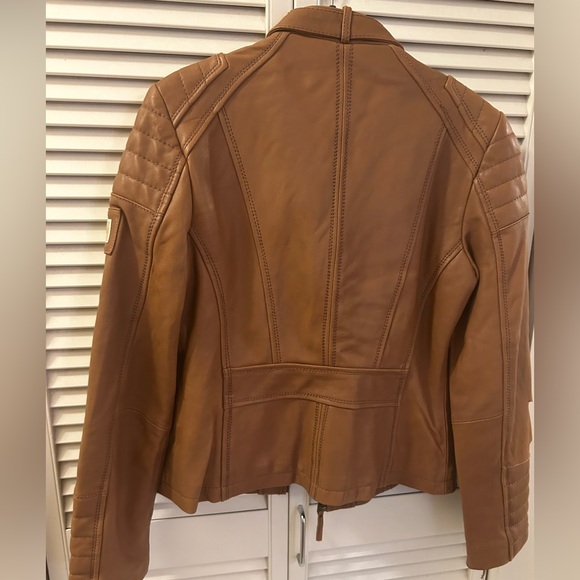 Michael Kors Moto Brown Leather Jacket - M - Picture 7 of 8